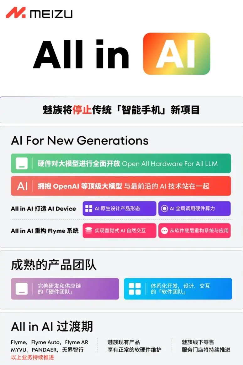 魅族宣布将停止传统“智能手机”新项目，向 AI 领域转型 - 第 1 张图片 - 新易生活风水网